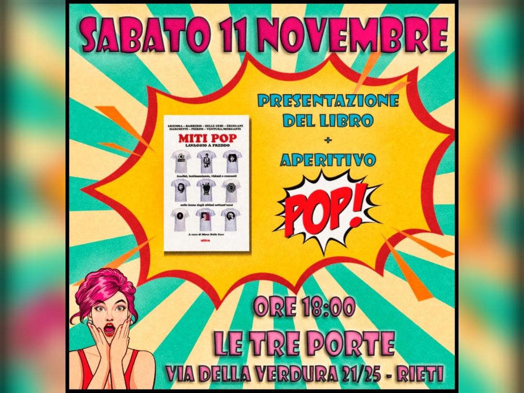 L’11 novembre a Rieti presentazione del libro “Miti Pop – Lavaggio a freddo”
